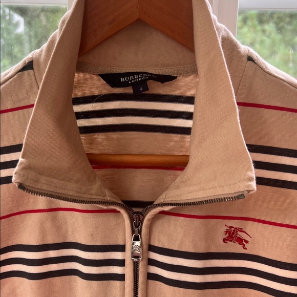 Burberry Beige Striped Zip-Up Sweater - Picture 3 of 9